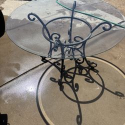 Round Glass Top Wrought Iron Dining Table