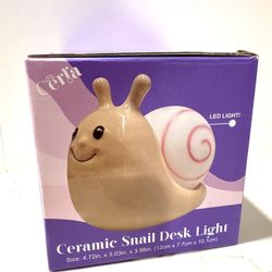 Cerla Ceramic Snail Desk Light LED Night Lamp Cute Decor NEW 