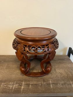 Rosewood Round Legged Fishbowl Stand Bonsai Ceramic Vase Flower Rack Base
