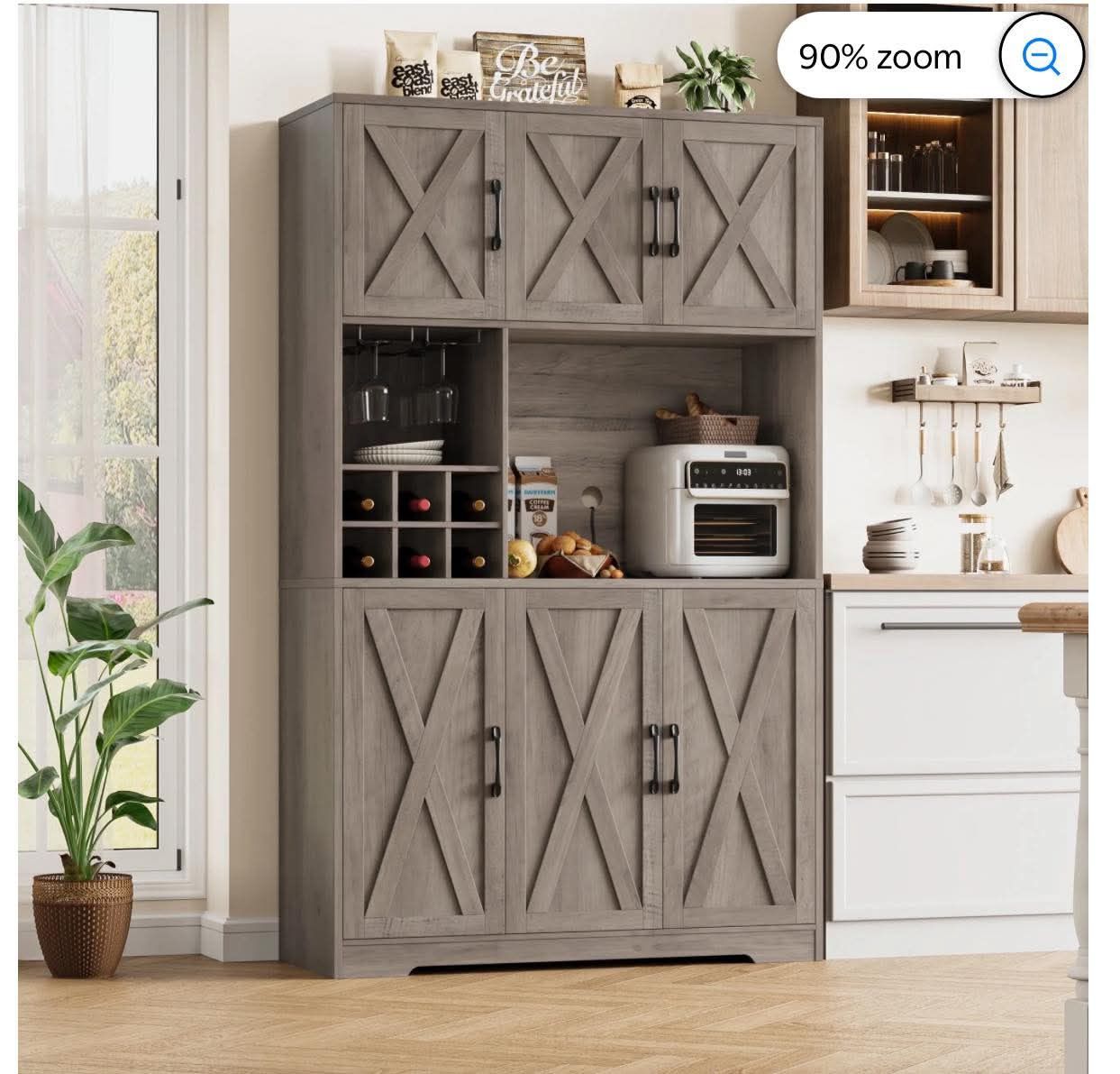 70.9'' Tall Kitchen Pantry with Microwave Countertop, Farmhouse Y-19