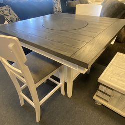 5pc Counter Height Dining Table Set With lazy Susan 