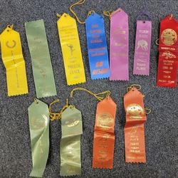 Lot of 11 high school sports ribbons Track Wrestling Sports Awards Acknowledgement Decor School