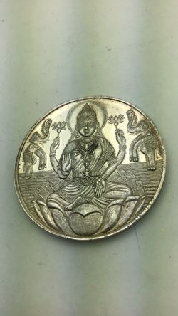 Silver Round Lakshmi & Om Symbol |Hindu Deities 50-gram Gaja Lakshmi silver coin