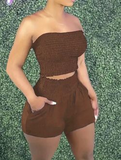 Casual Strapless Shorts Two-Piece Set