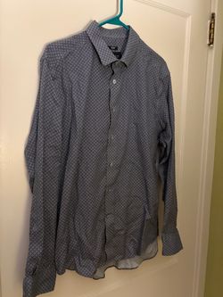 Men's Blue Geometric Print Button-Down Shirt