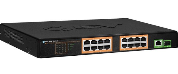 BV-Tech 16-Port PoE+ Switch with 1 Gigabit & 1 SFP Uplink, 120W
