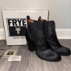 NEW FRYE Black Calf Hair Tate Chelsea Boots