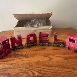 Vintage Wood Christmas Noel Candle Holder Train 21” long New