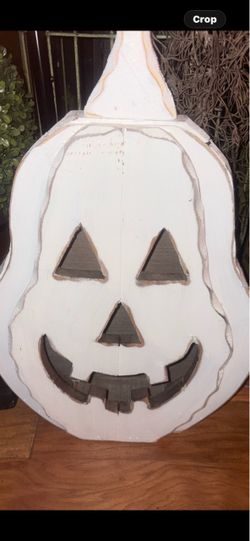 Floor large White Wooden Jack-O-Lantern Halloween Decor