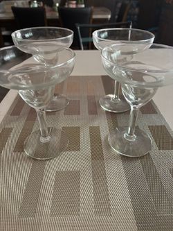 Crystal Margarita Glasses, Four Drink Glasses, Crystal Cocktail Hour Glasses, Bride and Groom Toast, Special Occasion Toast, Nice Barware