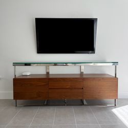 Console Table With Storage. Wood & Glass. 