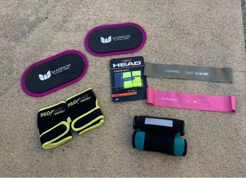 Ultimate Home Fitness Bundle - Warrior Sliders, PurAthletics Bands, 2lb Weights, Piloxing Gloves, HE