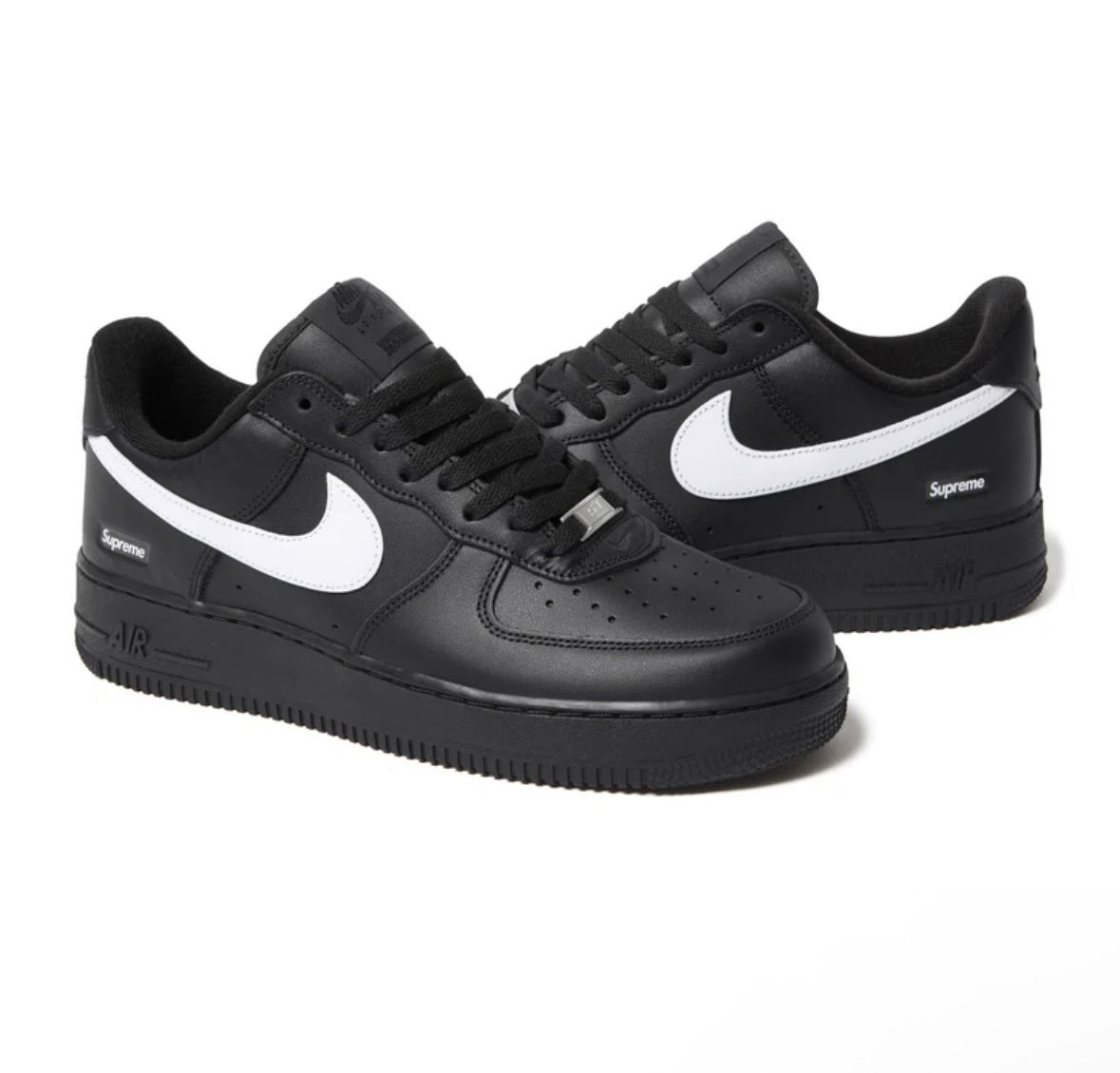 Nike Air Force 1 Low Supreme Black White 8M & 9M
