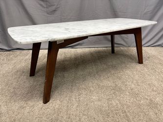 ARTICLE Vena White Marble & Walnut Coffee Table