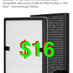 (2 Pack) True H13 HEPA E-200 Filters Compatible with Lunino E-200 Air Filter Purifier, E-200 Filter + Aromatherapy Tablets