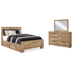 Hyanna Queen Panel Bed with Storage with Mirrored Dresser Weekend Bargain Bonanza