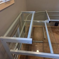 Glass and metal desk - L-shaped