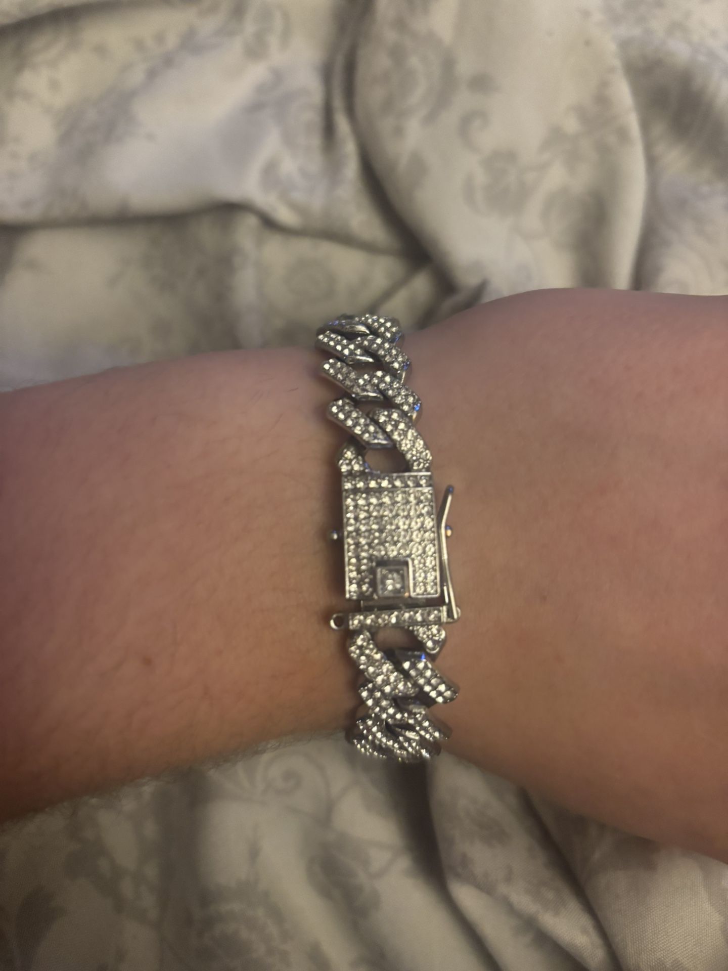 .925 S/S Diamond Cuban Link Bracelet