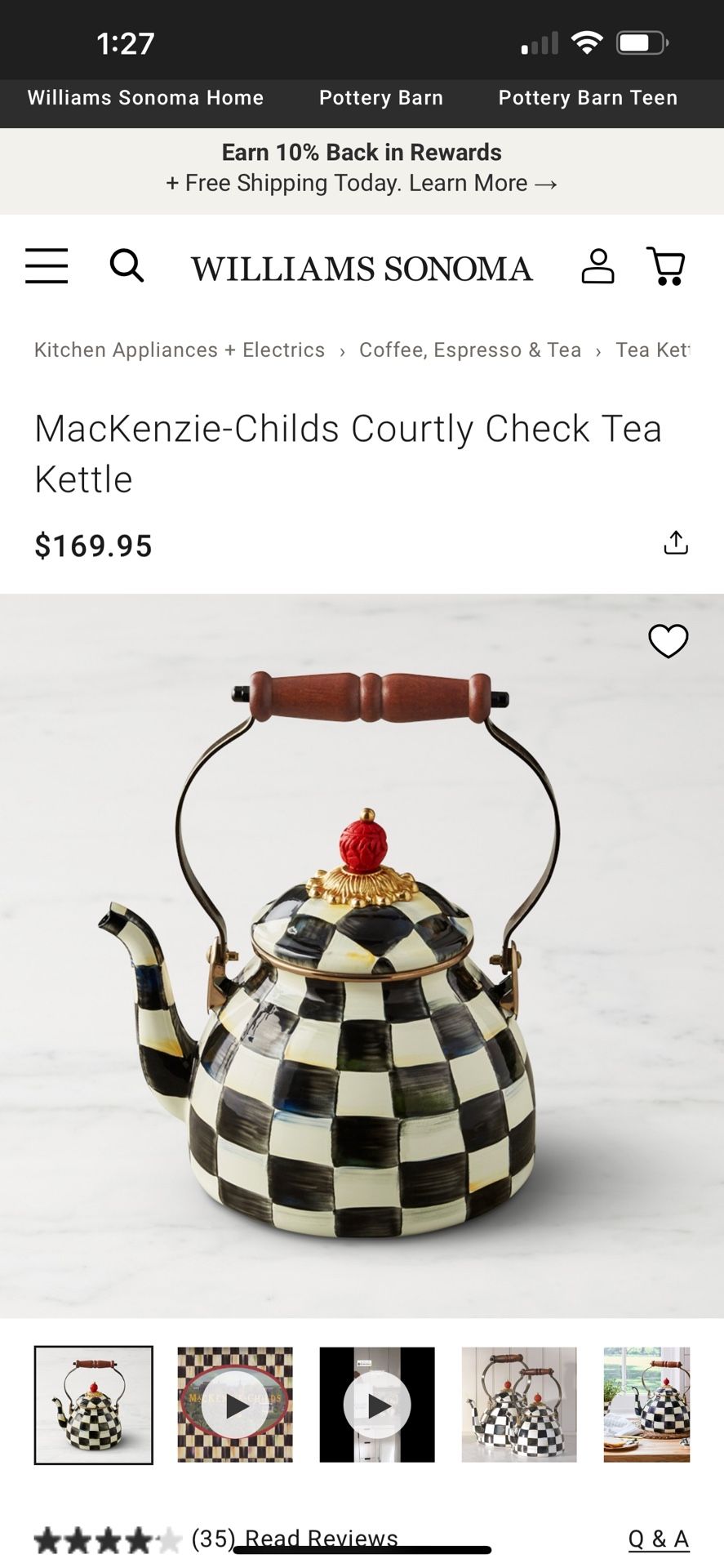 Never Used Mackenzie Childs Tea Kettle