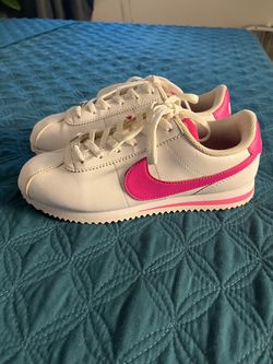 White/Pink Nike Cortez size 3Y