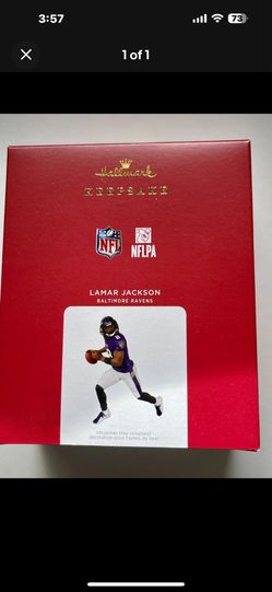 RARE 2021 HALLMARK RAVENS LAMAR JACKSON RECALLED ERROR ORNAMENT