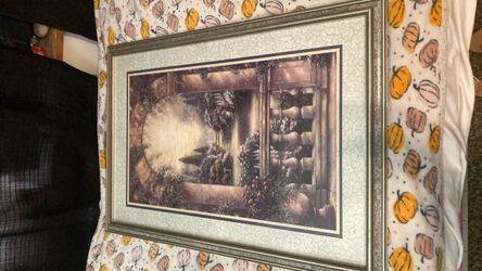 Framed Garden Scene Wall Art Print