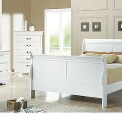 Louis Philippe-Queen 4Piece Set(bed,Nightstand,Dresser,Mirror)-White
