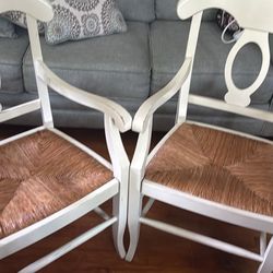 Cane Wicker Dining Room Chairs Pottery Barn Vintage set of 2  