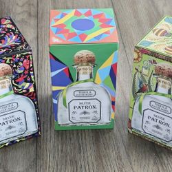 PATRON Mexican Heritage Collectible (3) Limited Edition Tins Silver Tequila
