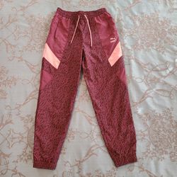 Puma Women's Burgundy Pink Leopard Print Jogger Track Pants Women’s Size XS