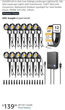 NEW ZUCKEO ALL IN ONE LANDSCAPE LIGHTING KIT 12PCS