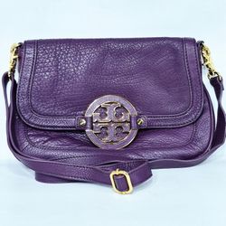 Tory Burch Leather plum Burgandy Purse Shoulder/Crossbody Bag
