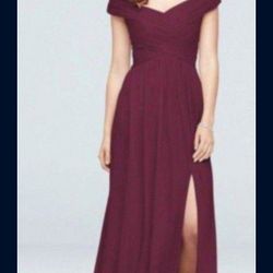 Davids Bridal- Criss Cross Off The Shoulder  Size 2