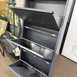 СЕНА 3 Tier Metal Shoe Cabinet with Cover, Durable Shoe Storage Organizer for Entryway, Space Saving Shoe Shelf Closet with Side Ventilation Holes, 5.