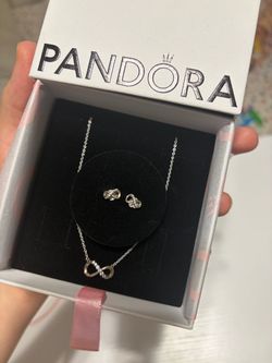 Pandora earrings and necklace