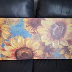 Textured Sunflower Canvas Wall Art – Hand-Painted Style