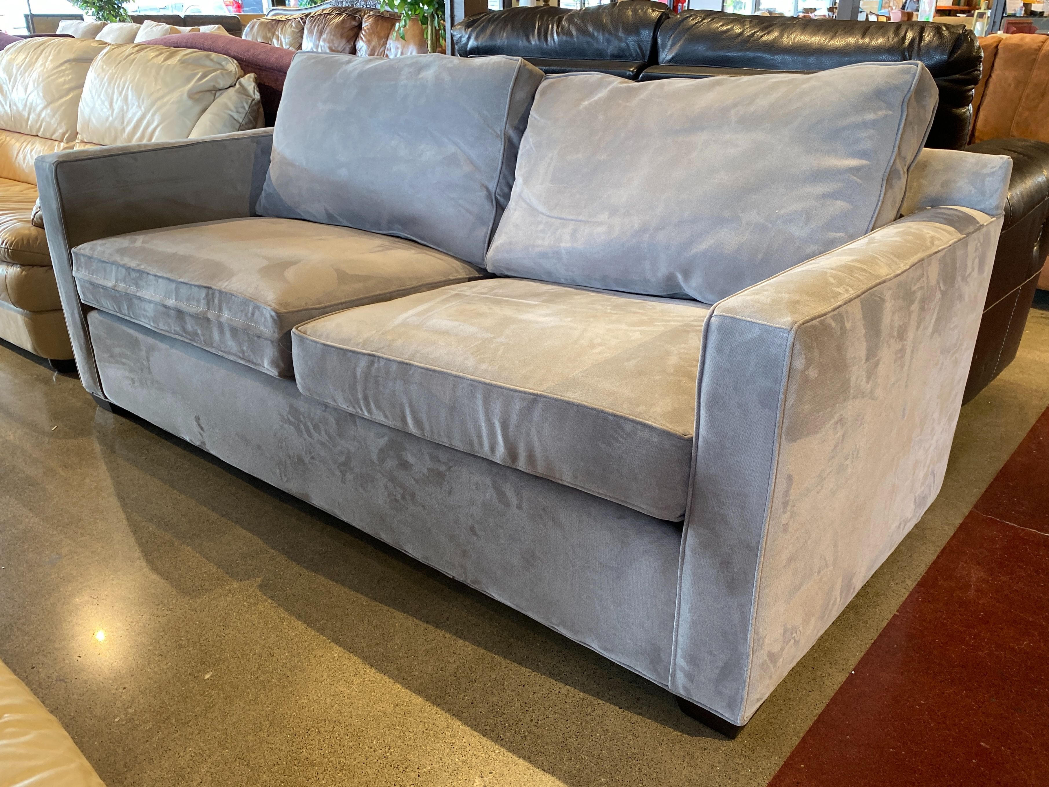 CRATE & BARREL Clean-Lined Modern Plush Grey Sofa