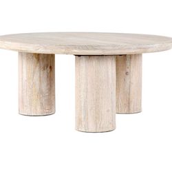 Kosas Home Beau Solid Wood Round White Coffee Table