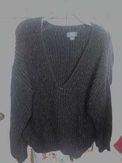 Black  anthropologie  Chunky Knit V-Neck Sweater