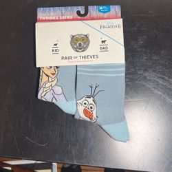 Matching Dad And Kid Socks Pair New Frozen Disney Elsa And Olaf