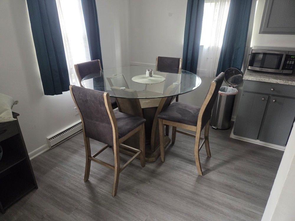 Glass Kitchen Table Set With 4 Chairs