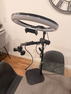 Overhead Phone Mount, Overhead Camera Mount Stand [Anti-Shaking] with 10.5" Ring Light, Desk Stand
