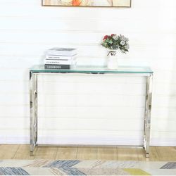 Console table Silver glass console table Mirror console table Console foyer table Narrow console table Sofa table Suitable for foyer, foyer living roo