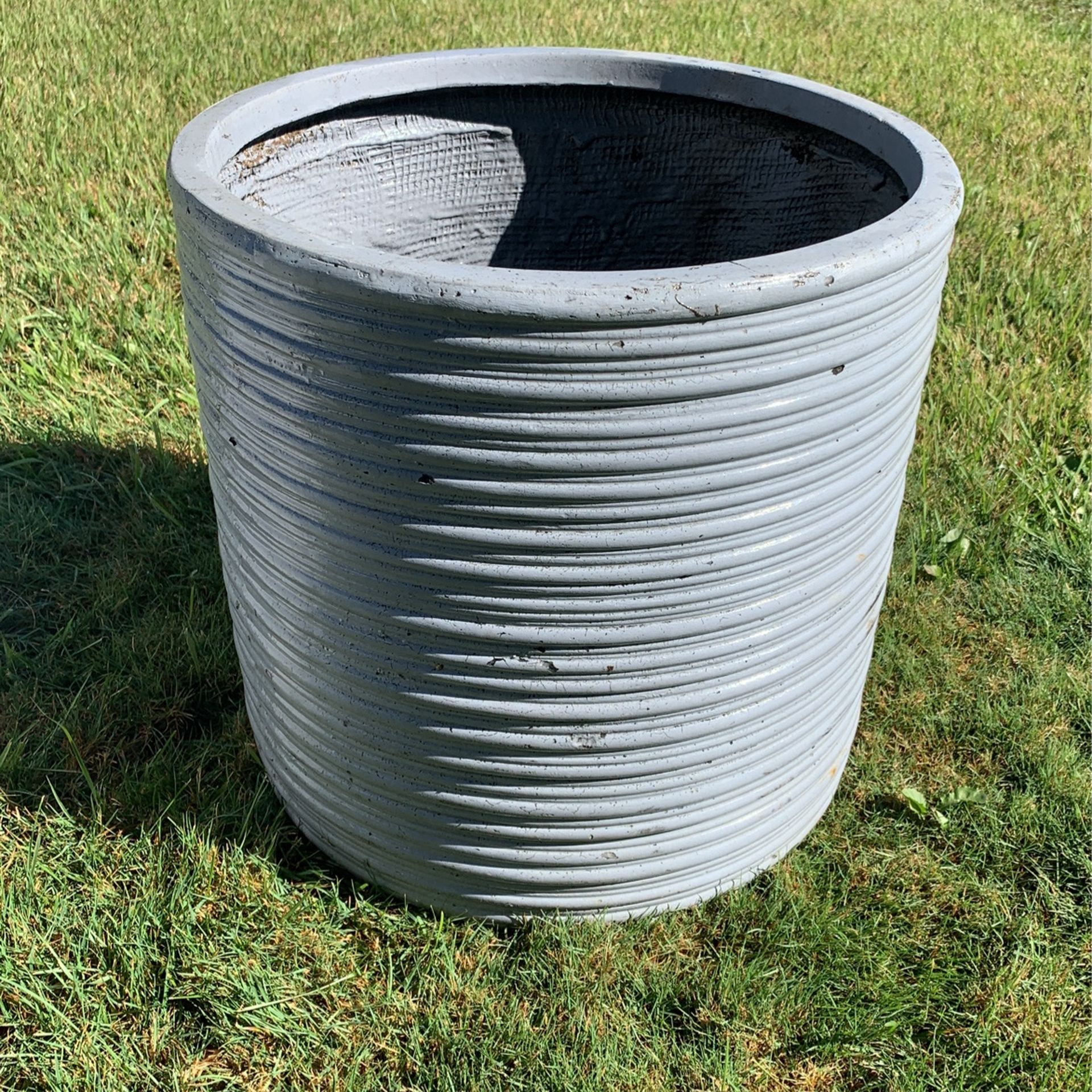 Large grey ceramic pot
