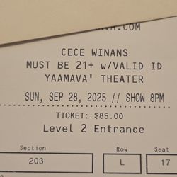 CECE WINANS TICKETS YAAMAVA TONIGHT 