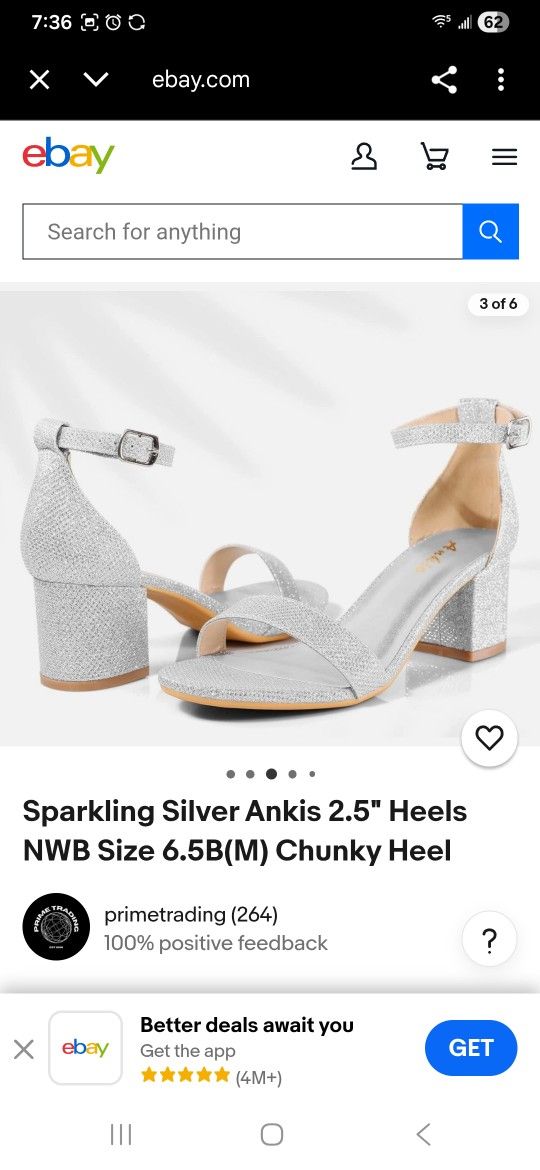 Sparkling Silver Ankis 2.5" Heels NWB Size 9(M) Chunky