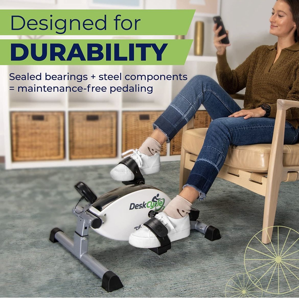 New DeskCycle 2 Under Desk Bike Pedal Exerciser with Adjustable Leg Mini Exercise Bike Desk Cycle Leg Ex