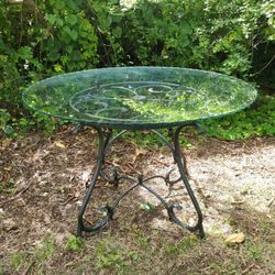 Beautiful Vintage Wrought Iron Heavy Glass Table