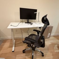Height adjustable table and a mesh ergonomic desk