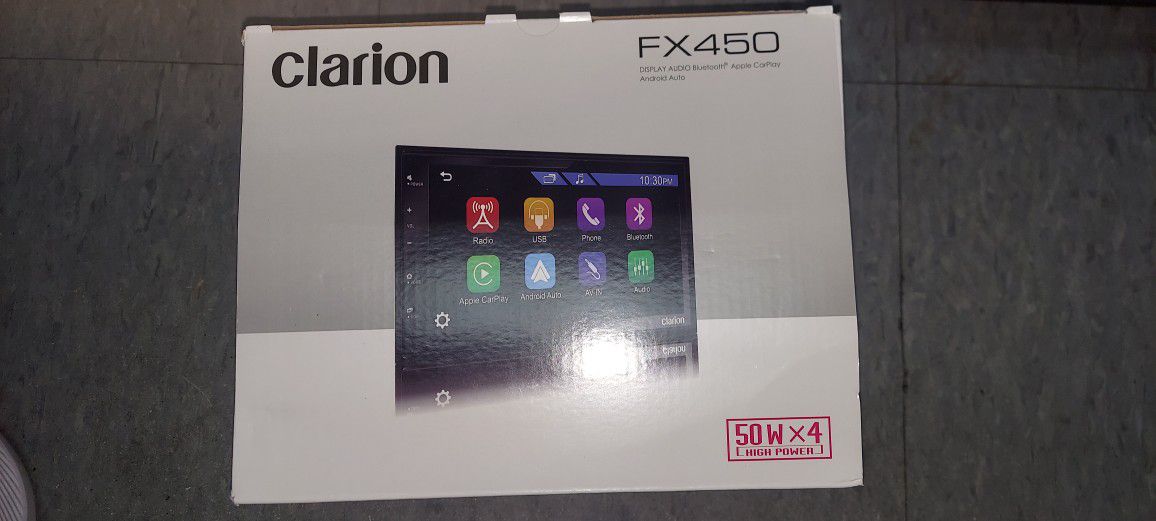 Clarion Double DIN Android Head Unit with Apple Carplay, Completely New in box